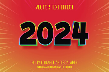  Editable 3d text effect 2024 graphic style 3d design