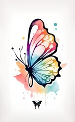 Watercolor butterfly logo. .AI