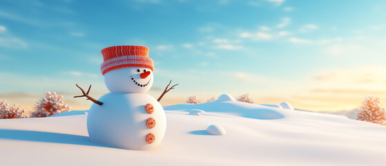 A snowman with a hat