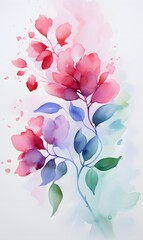Fototapeta na wymiar watercolor background with flowers, Generative AI