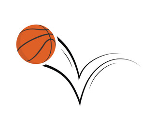 Bouncing basketball icon on white background.