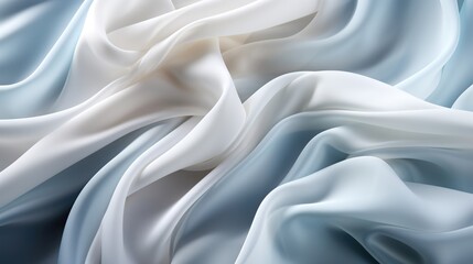 Obraz premium Elegant white and light blue silk background. Luxurious wedding concept. Generative AI