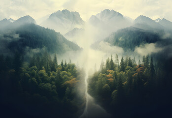 Lungs of the planet. Wild  Forest landscape - obrazy, fototapety, plakaty