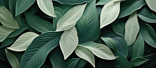 The abstract background design showcases a beautiful pattern of white and green leaves mimicking the textures found in a summer garden and capturing the essence of nature in spring - obrazy, fototapety, plakaty
