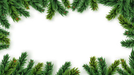 Christmas frame with pine branches. Blank background with space for design. Invitation to an New Year event or party. PNG