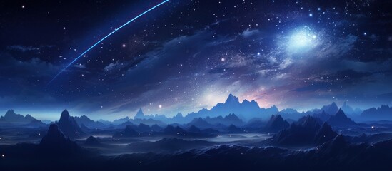 Fantasy landscape of planet from another galaxy
