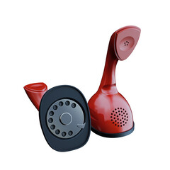 Vintage retro rotary telephone. The tube and the apparatus are combined in one housing. 3D Render. Isolated. Transparent background.