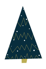 Decorated Christmas tree. Stylized Christmas tree.