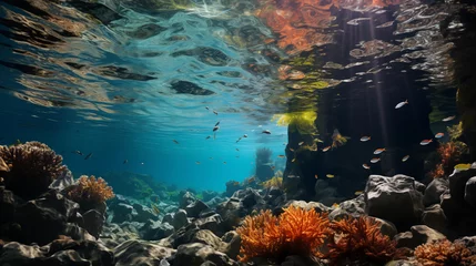 Poster Underwater world. Coral reef and fishes in Red sea at Egypt © Inna