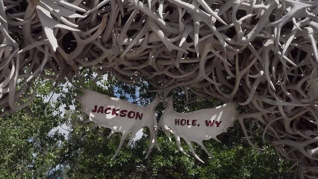 Elk antlers, Jackson town square, Wyoming, USA