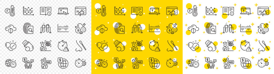 Outline Seo marketing, Medical pills and Difficult stress line icons pack for web with Technical info, World money, Inspect line icon. Flash memory, Swipe up, Time management pictogram icon. Vector - obrazy, fototapety, plakaty