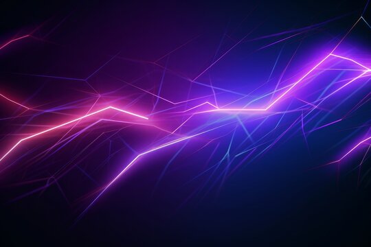 Abstract neon lightnings background with glow effect, Generative AI