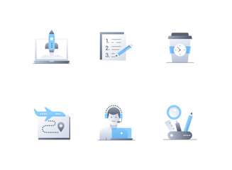 Business and startup - flat design style icons set