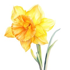 watercolor daffodil flowers illustration on a white background.