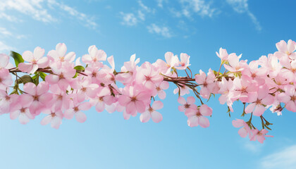 pink cherry blossom against blue sky  Generated by AI
