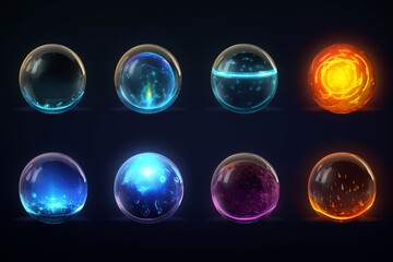 Different energy protection spheres set, Generative AI