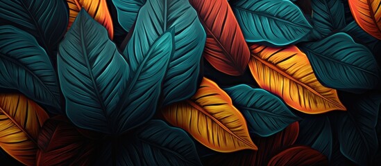 The autumn season is reflected beautifully in the background pattern of a leaf creating a mesmerizing line art wallpaper that showcases the natural textures and botanical beauty of the palm