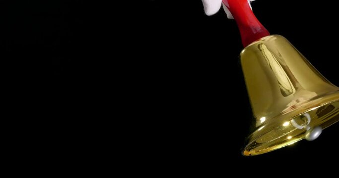 4K - Ring christmas bell. Slow motion