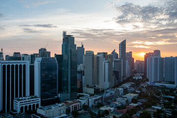 Makati skyline in Manila during the sunset