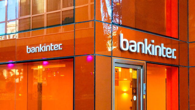 Bankiter Sign At The Entrance Of A Bank Branch In Alicante, Spain