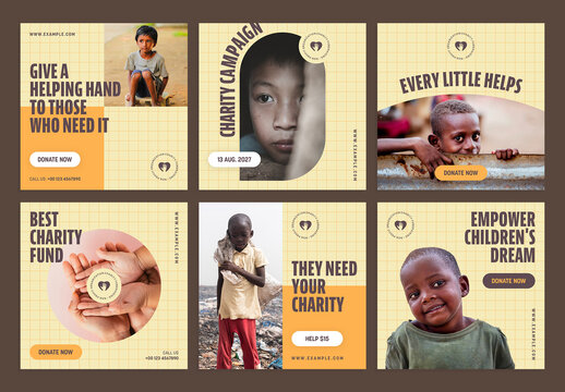 Charity Social Media Post Layout with Orange Accents