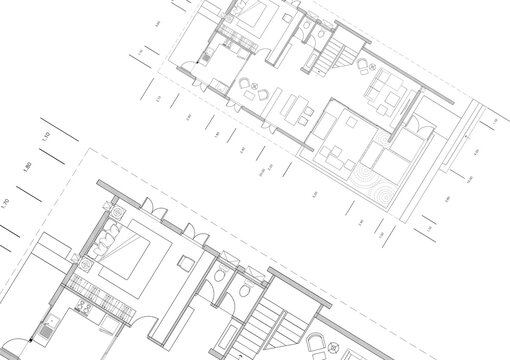 Floor plan designed building on the drawing. © Tuannasree