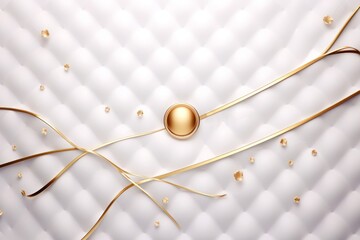 Abstract white luxury background with golden elements, Generative AI