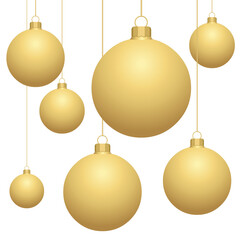 Boules de Noël avec suspensions en or - obrazy, fototapety, plakaty