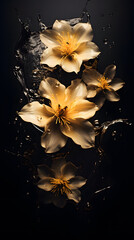 Yellow  flowers bloom with water drops wallpaper