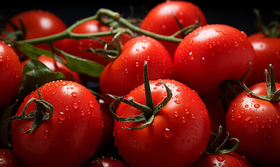 cherry tomatoes on a vine, cherry tomatoes background - obrazy, fototapety, plakaty