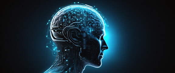 Obraz premium Electronic brain with digital artificial intelligence circuits concept
