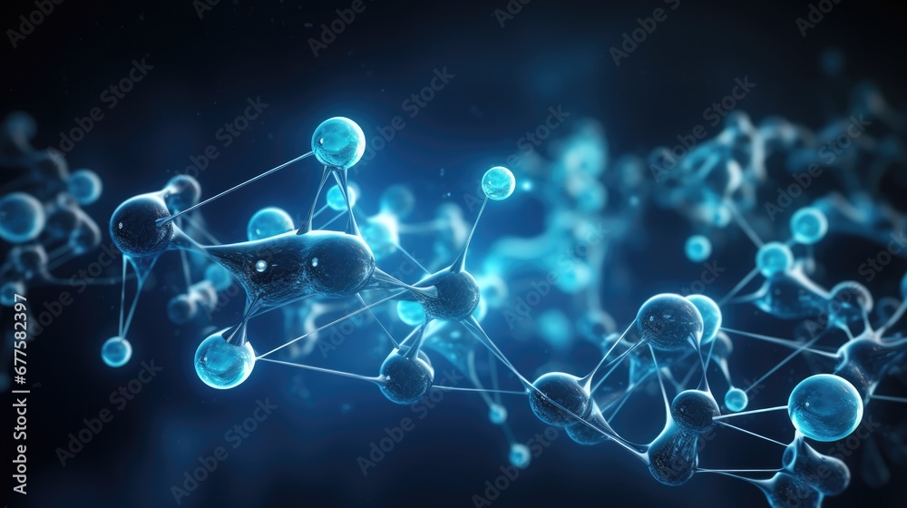 Wall mural abstract science background with atoms and molecules, illustration of molecular structure for backdr