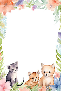 A frame with adorable animal design for notebook background and writing © grey