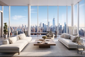 Urban Elegance: Minimalist Luxury Apartment with Panoramic Skyline View