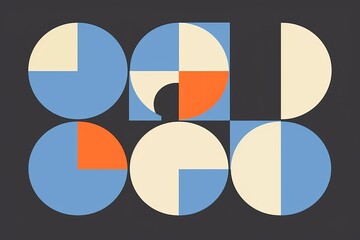 Geometric pattern background. Simple minimal cutout circle shape bauhaus abstract swiss banner design.  modern art, Generative AI