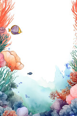 A frame with fish and corals design for notebook background and writing