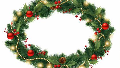 Fototapeta na wymiar christmas wreath isolated on white generating by AI technology