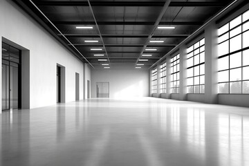 Empty industrial unoccupied space interior