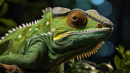 Emerald Emissary: Chameleon Close-Up. Generative AI