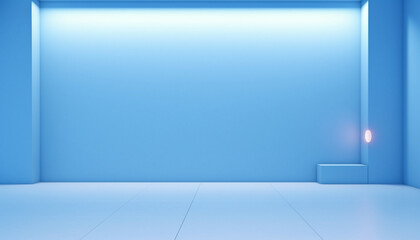 empty room with blue wall generating by AI technology