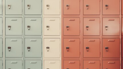 Fototapeta premium Generative AI, Row of high school lockers in the hallway, locker room 
