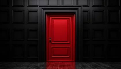 Tuinposter Oude deur red door in the night generating by AI technology
