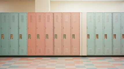 Generative AI, Row of high school lockers in the hallway, locker room	
 - obrazy, fototapety, plakaty