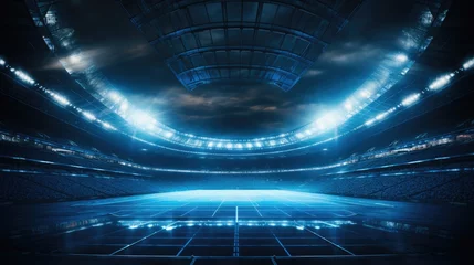 Foto op Canvas A soccer stadium made with blue lights. © visoot