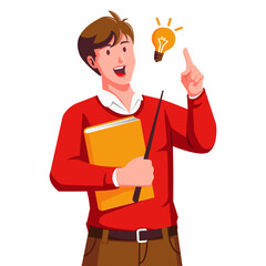 Happy teachers day with male teacher carrying books