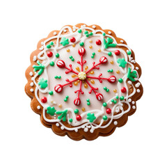 Decorated tasty charismas cookie isolated on transparent background