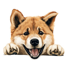 Fototapeta premium Gleeful Glances of Furry Friends Peeking Dogs