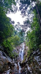 waterfall in the forest mount pulai johor malaysia.