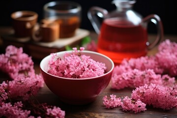 Obraz na płótnie Canvas Red Valerian flowers used to make infusion and tea.