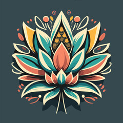 vector illustration of a lotus flower isolated, a lotus flower silhouette